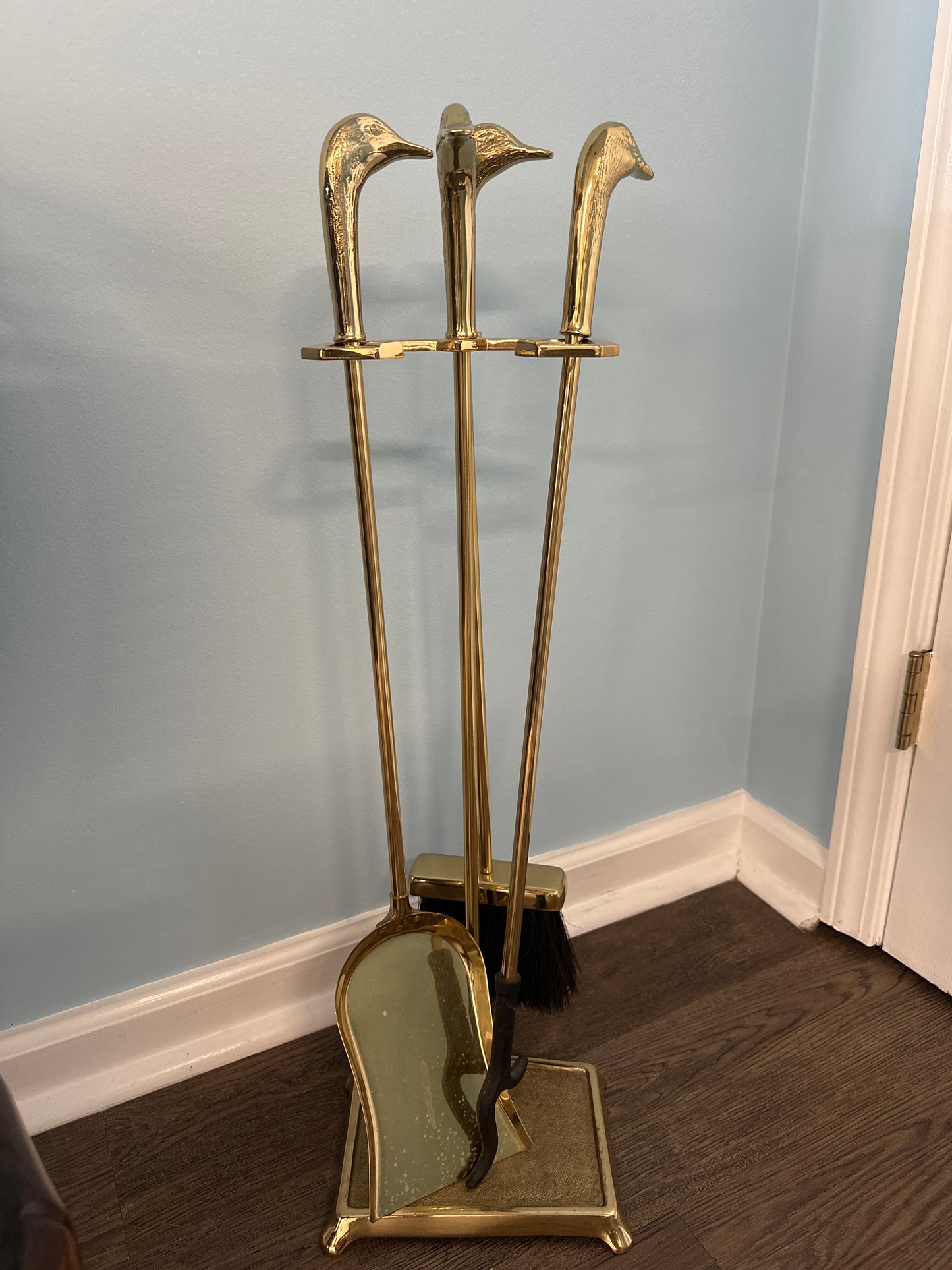 Brass Mallard Fireplace Set
