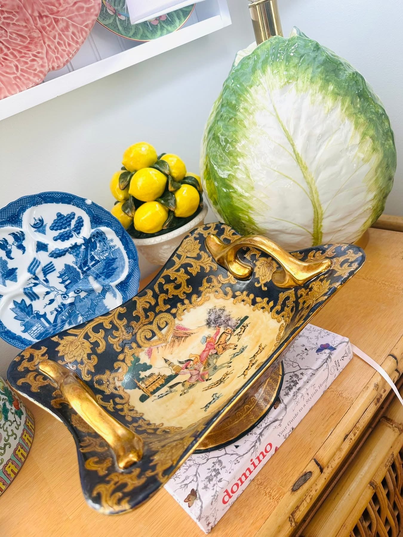 Vintage European Fox Hunting Scene Porcelain and Gold Handled Bowl is the perfect statement piece 🐎