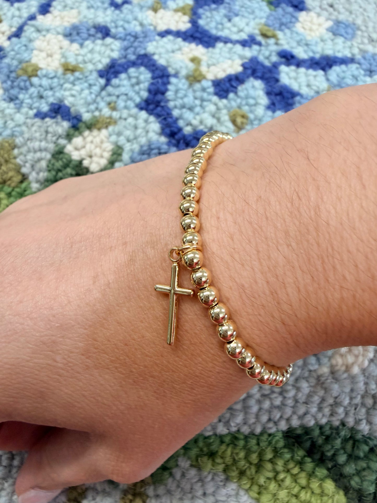 Gold Cross Bracelet 5mm