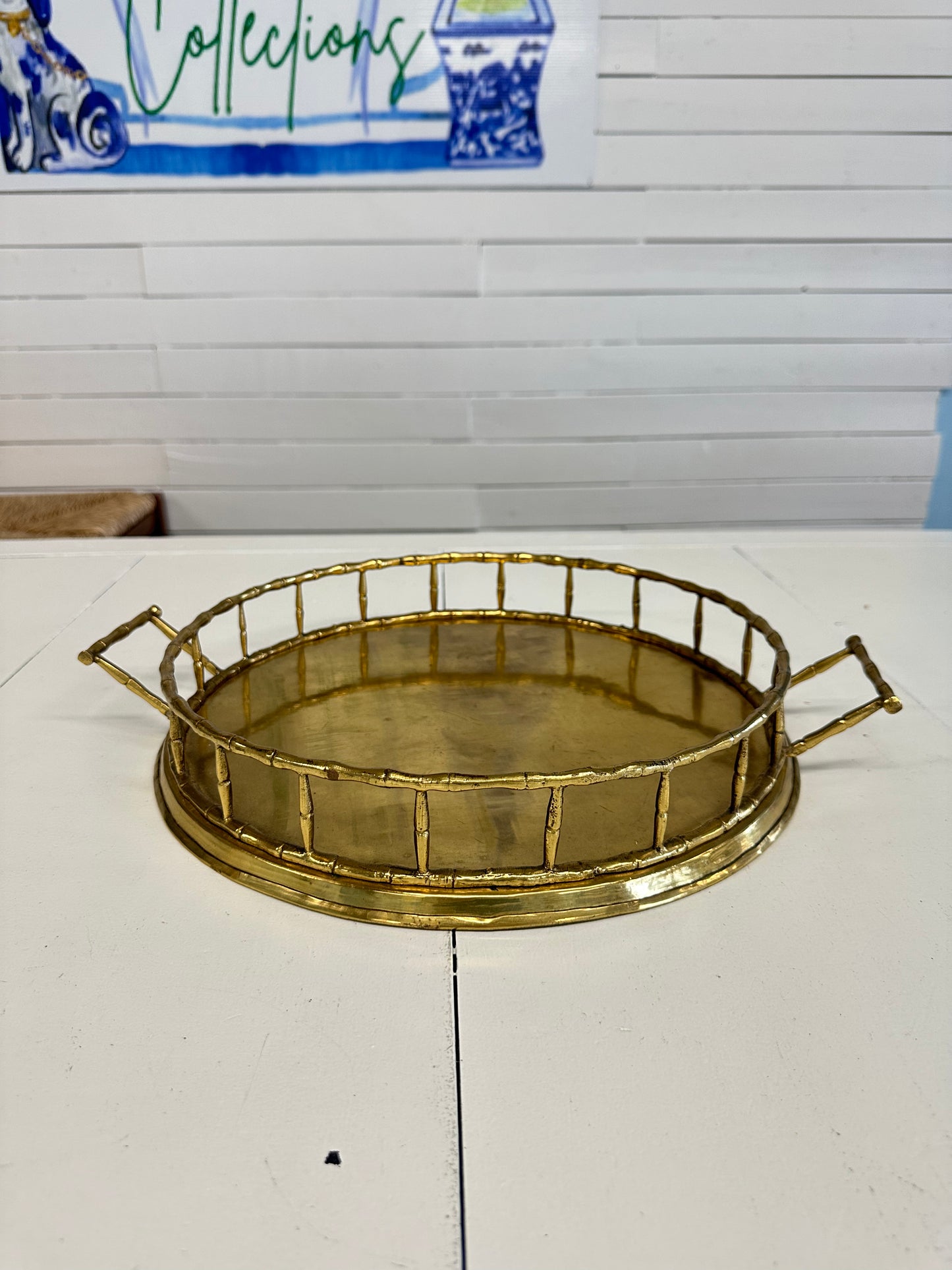 Round Brass Bamboo Tray