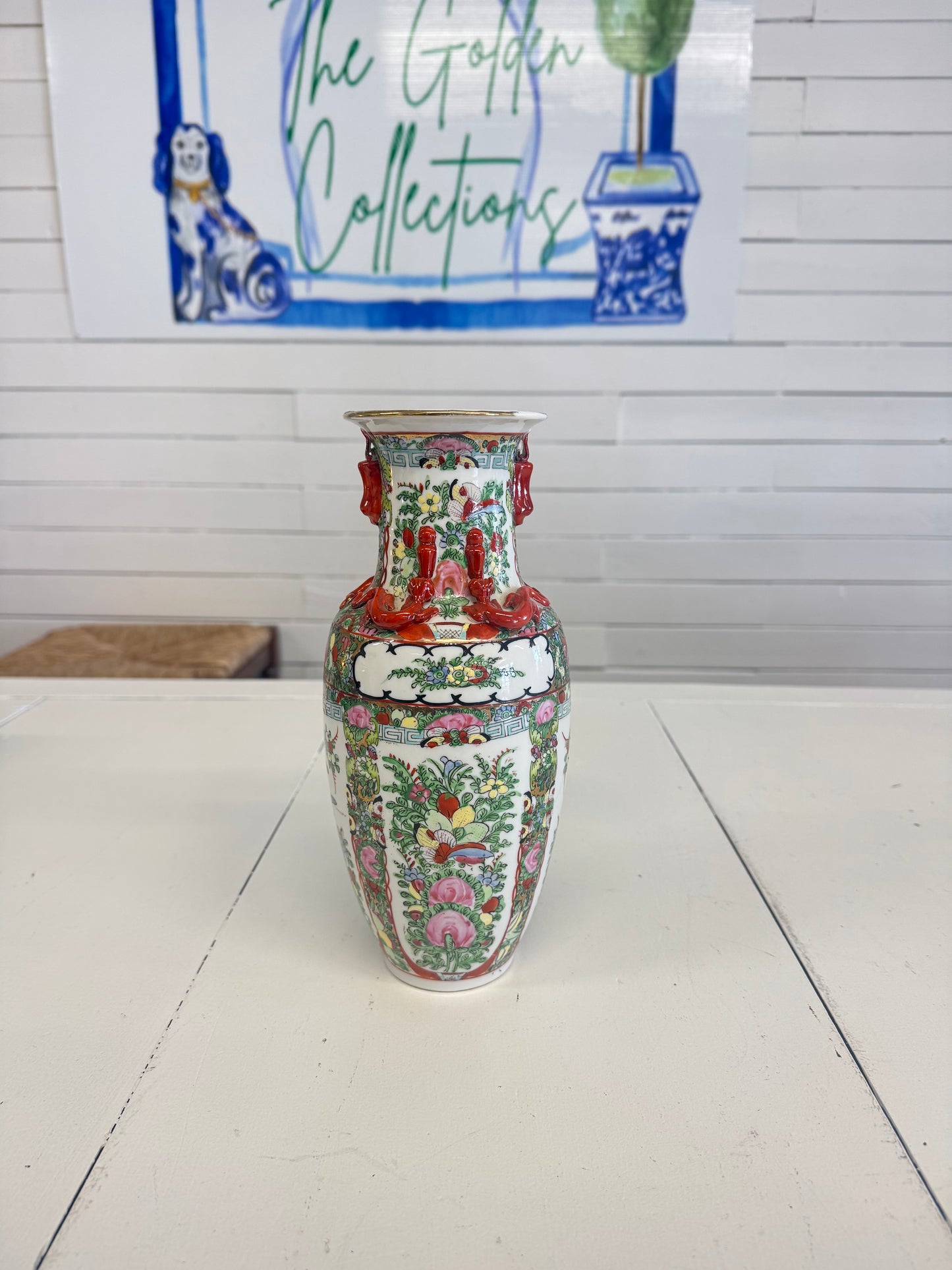 Rose Canton Vase 10”