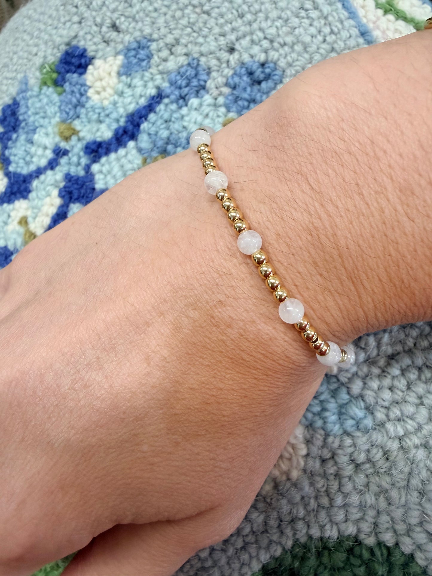 Gold/Moonstone beaded bracelet
