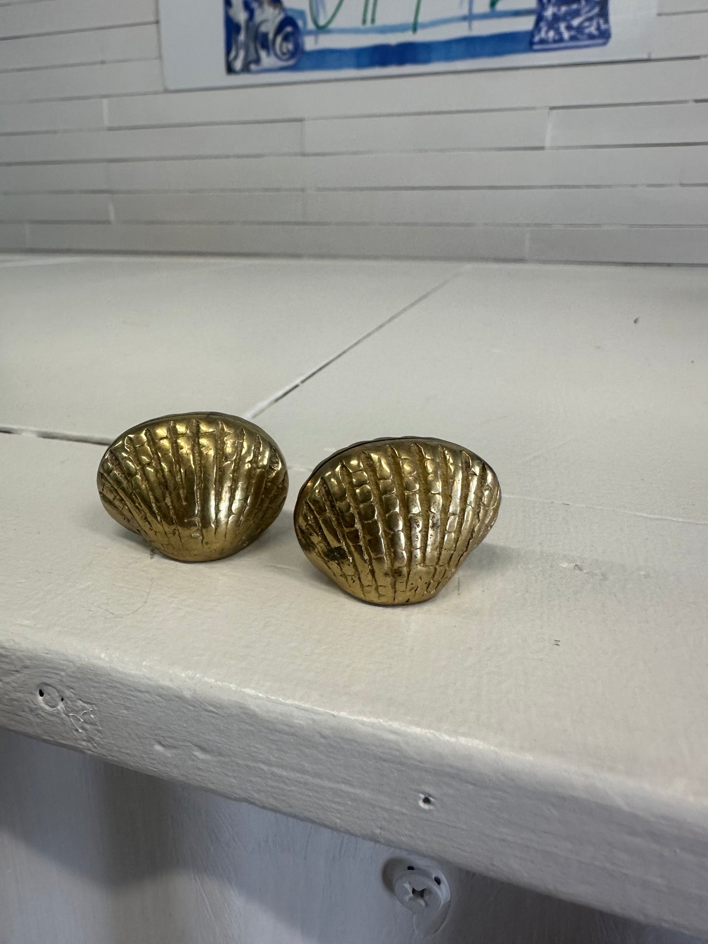 Brass Seashell Paperweight Set