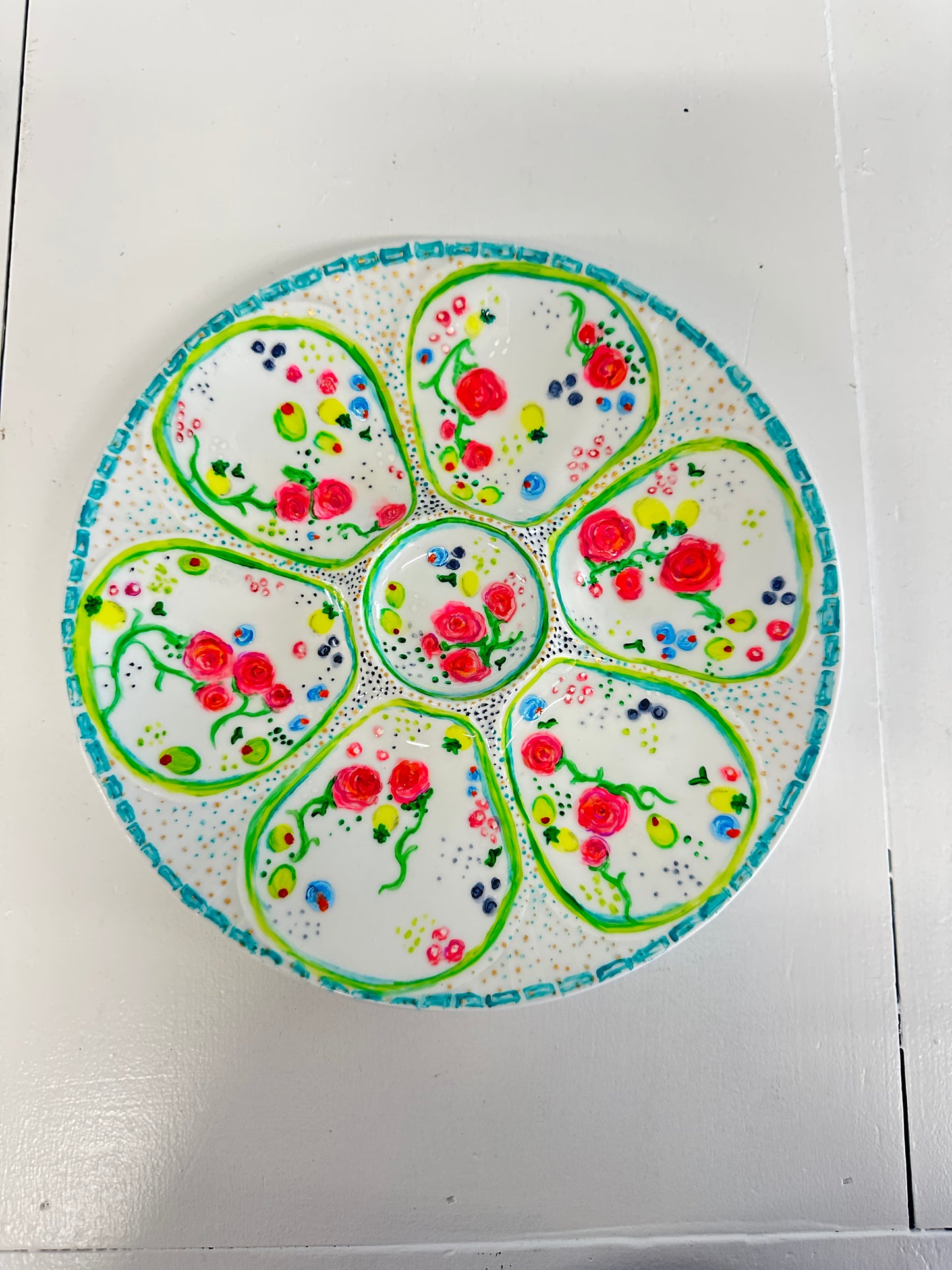 Customized Floral Oyster Plate