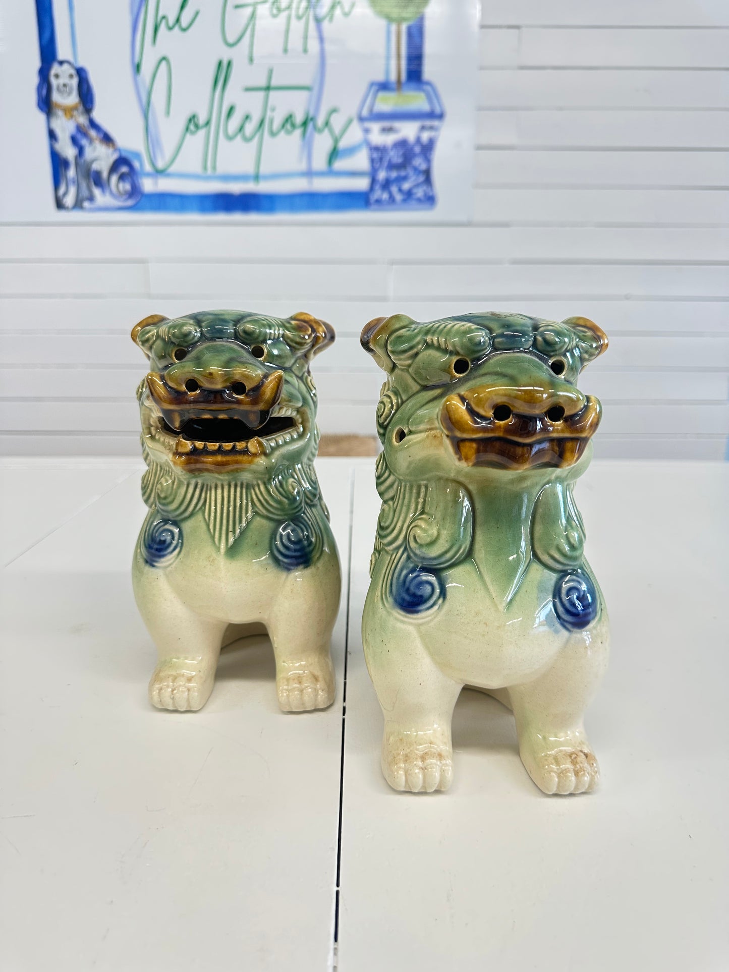 Green Vintage Foo Dogs