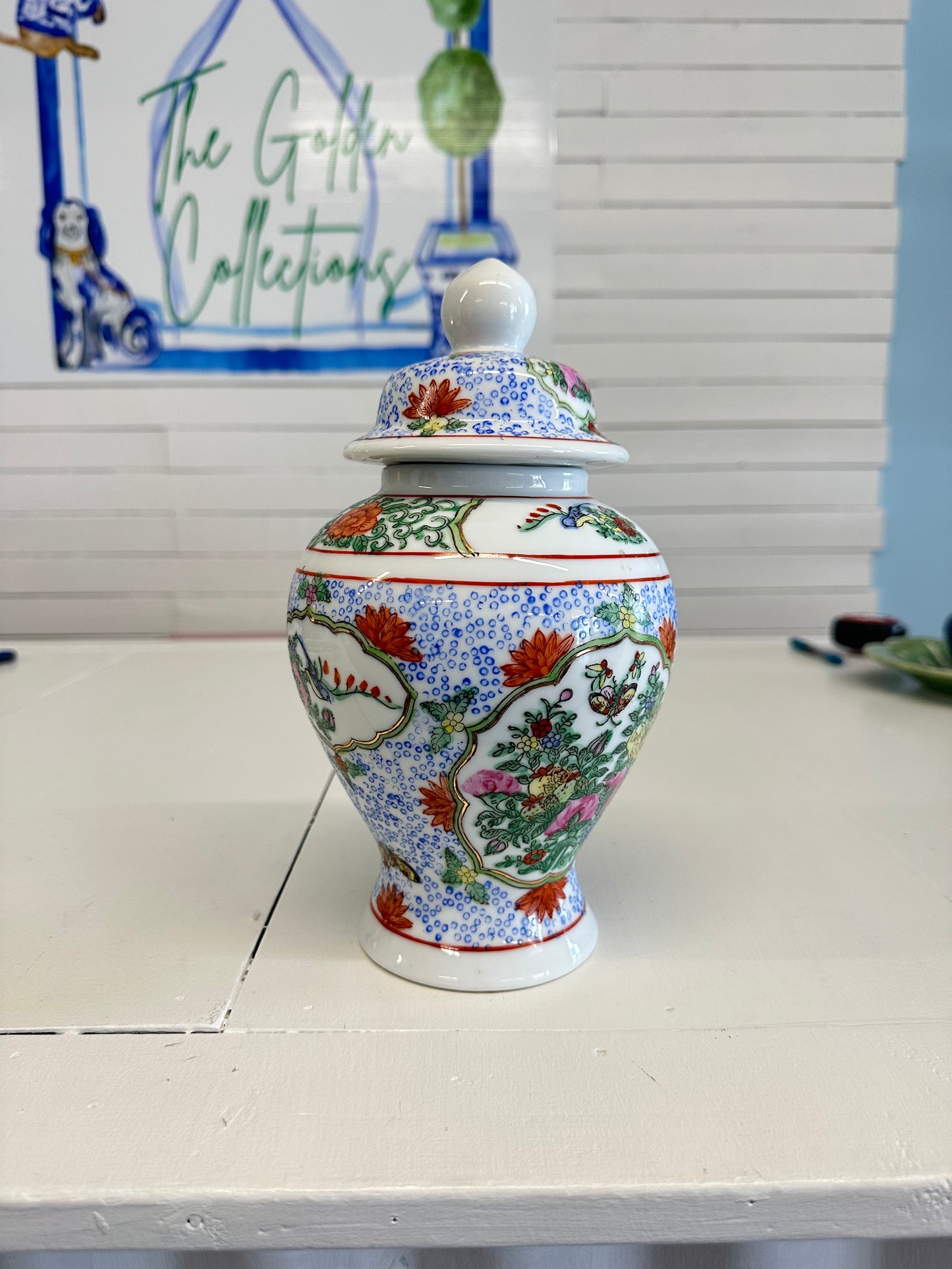 Rose Canton Temple Jar
