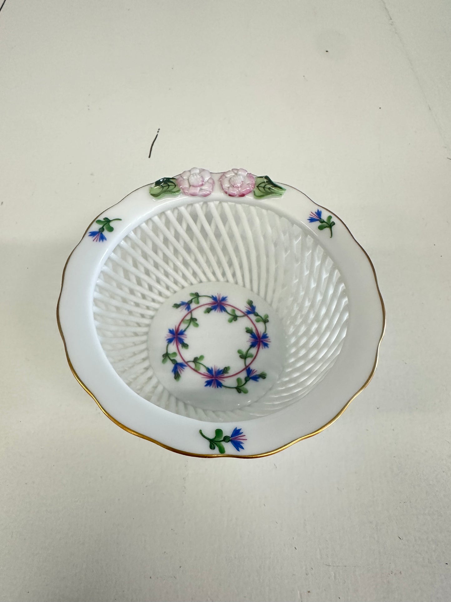 Herend Blue Garland Weave Basket