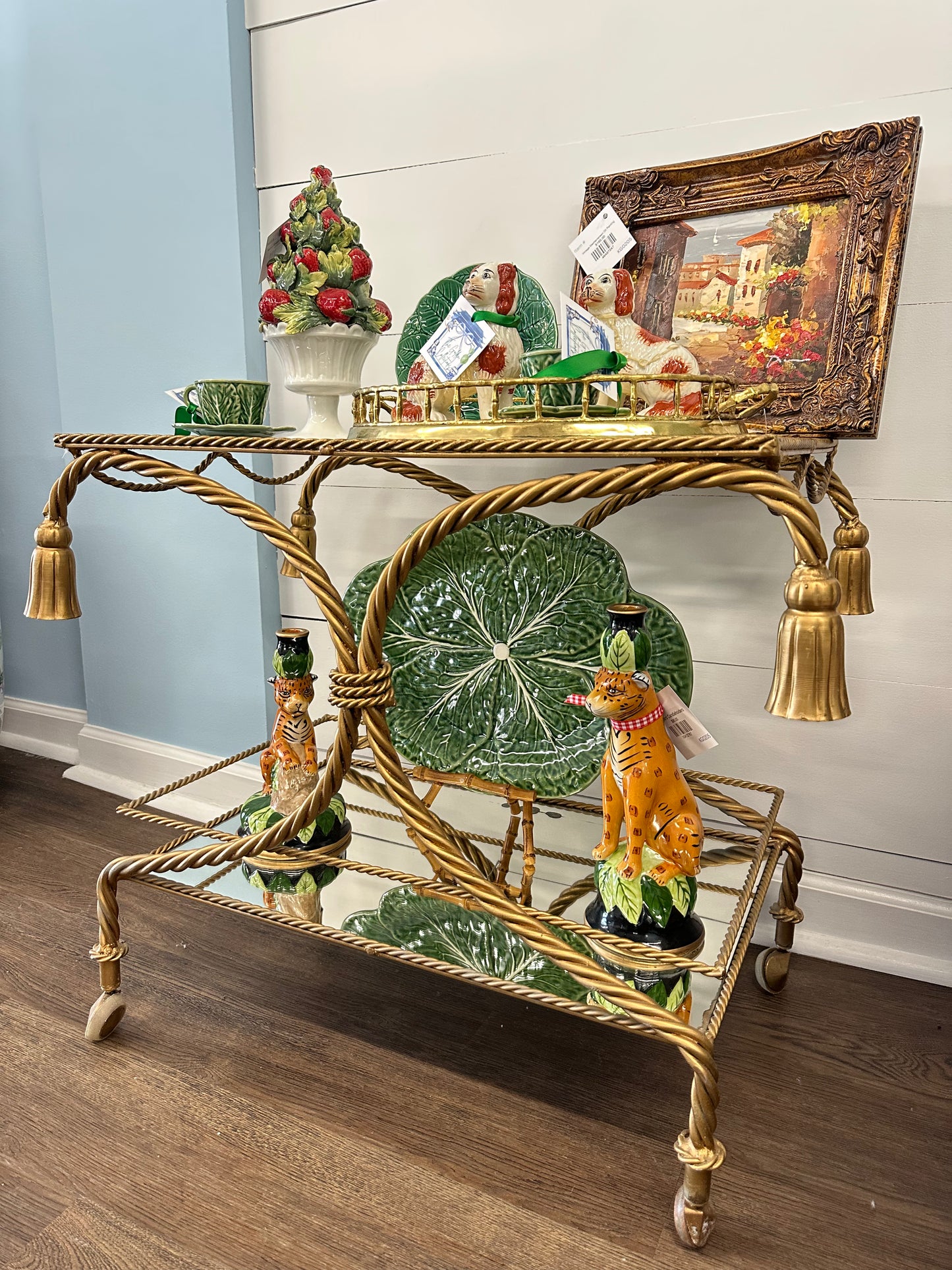 Hollywood Regency Tassel Bar Cart