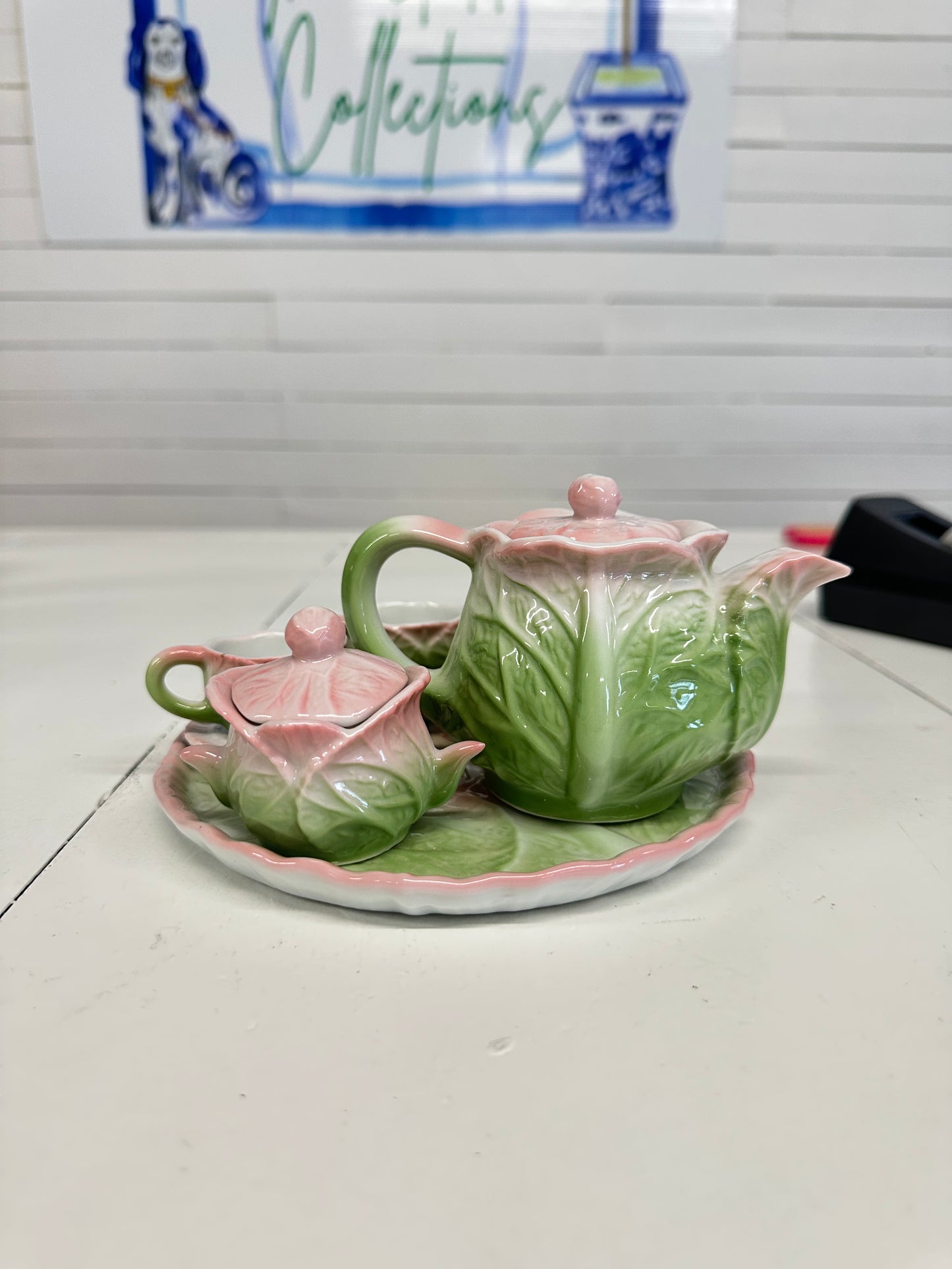 Pink and Green Cabbage Tea Set