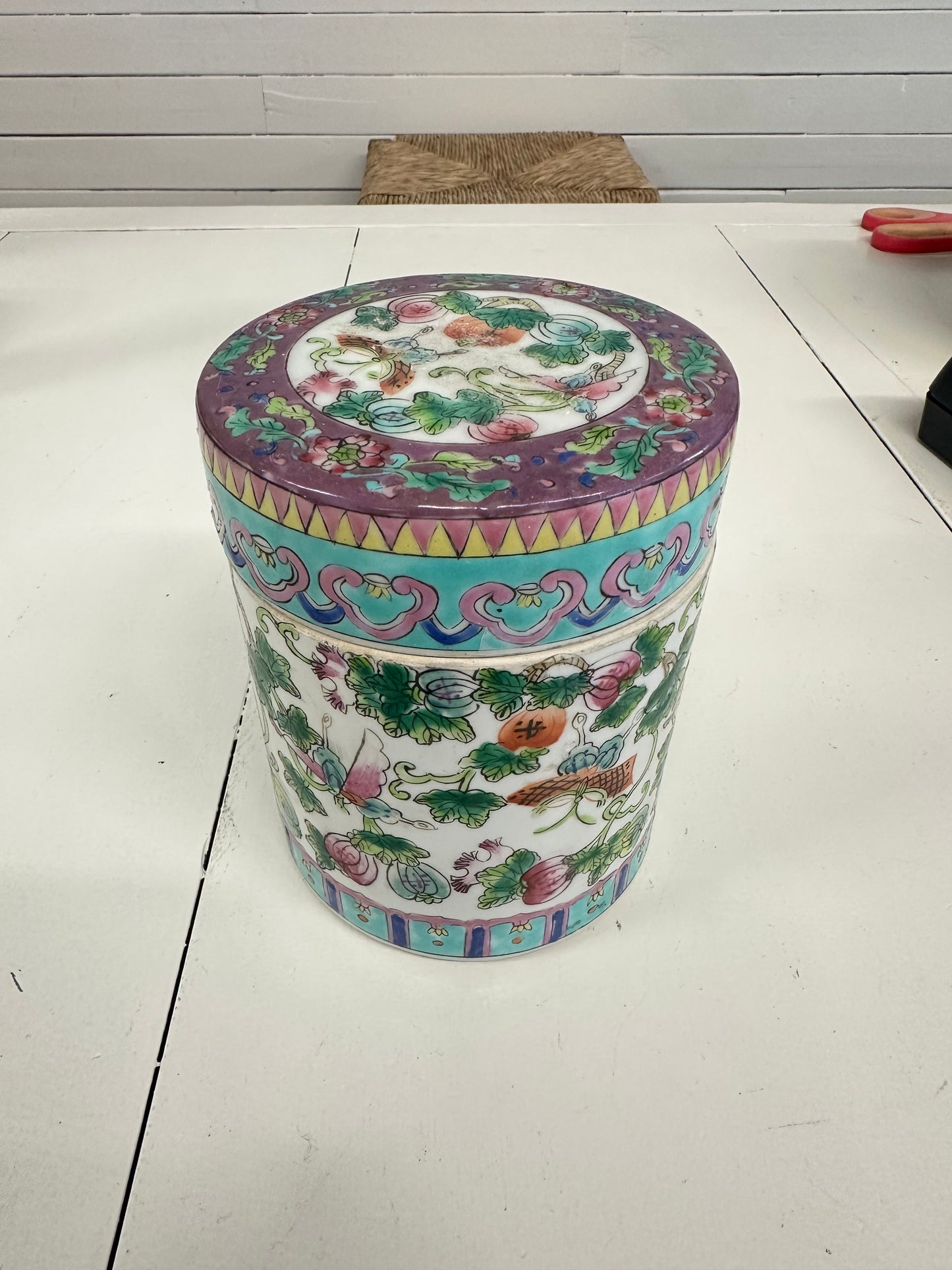 Famille Rose Butterfly Canister