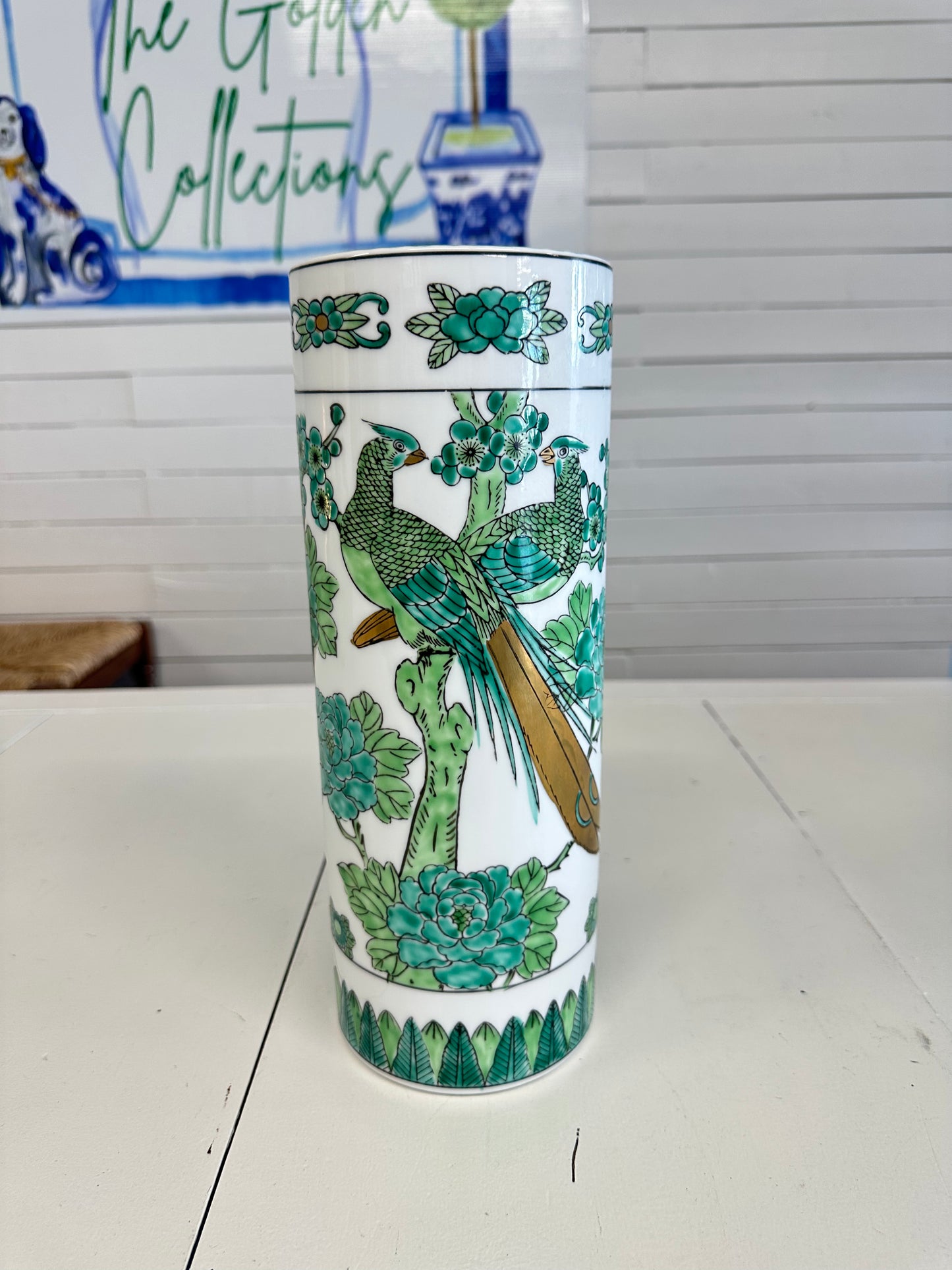 Gold Imari Cylinder Vase