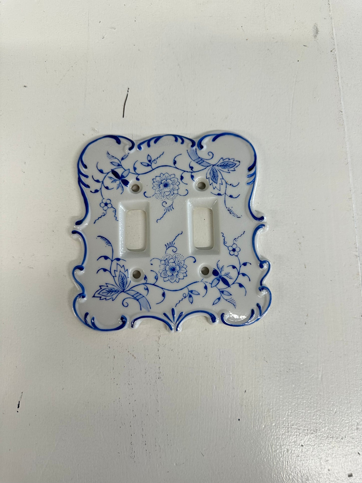 Blue and White Light Switch Cover