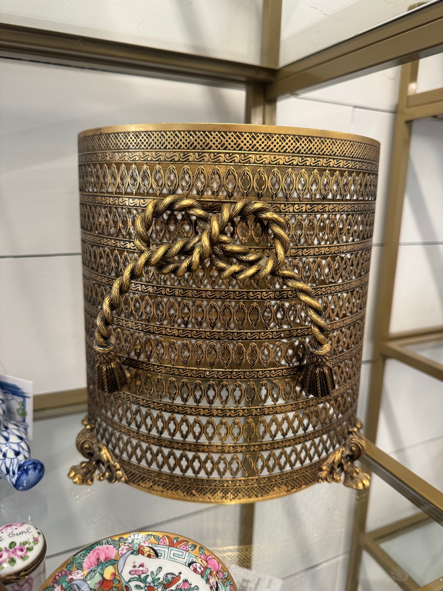 Brass Bow Trash Can Cover