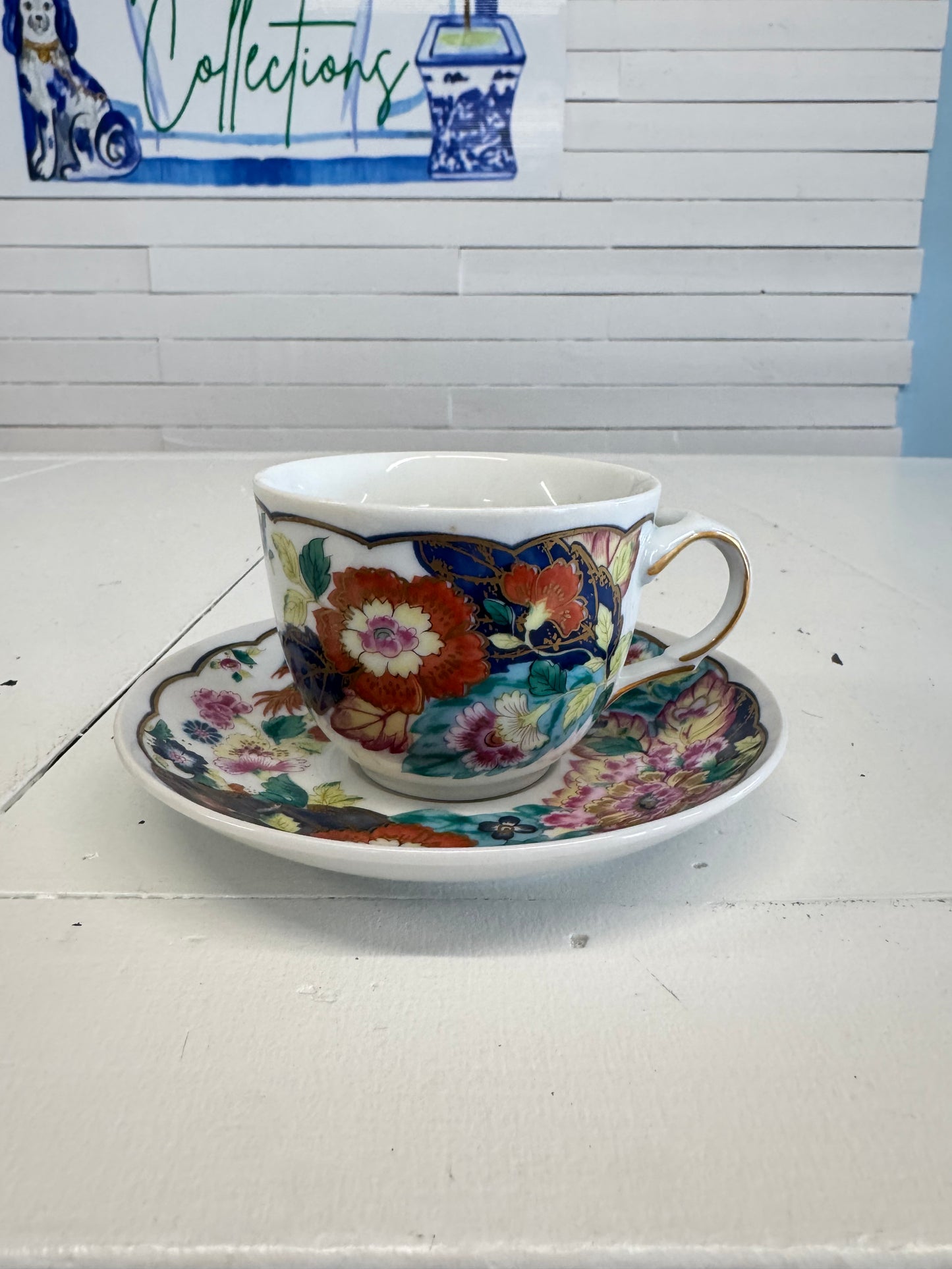 Tobacco leaf saucer and cup