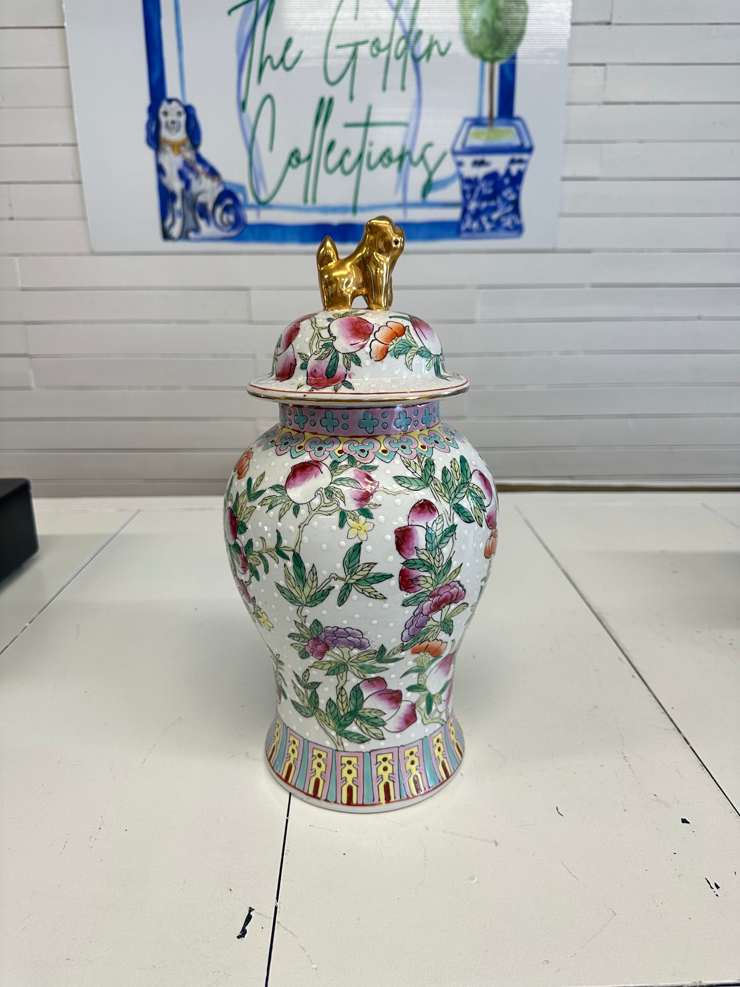 Famille Rose Foo Dog Jar